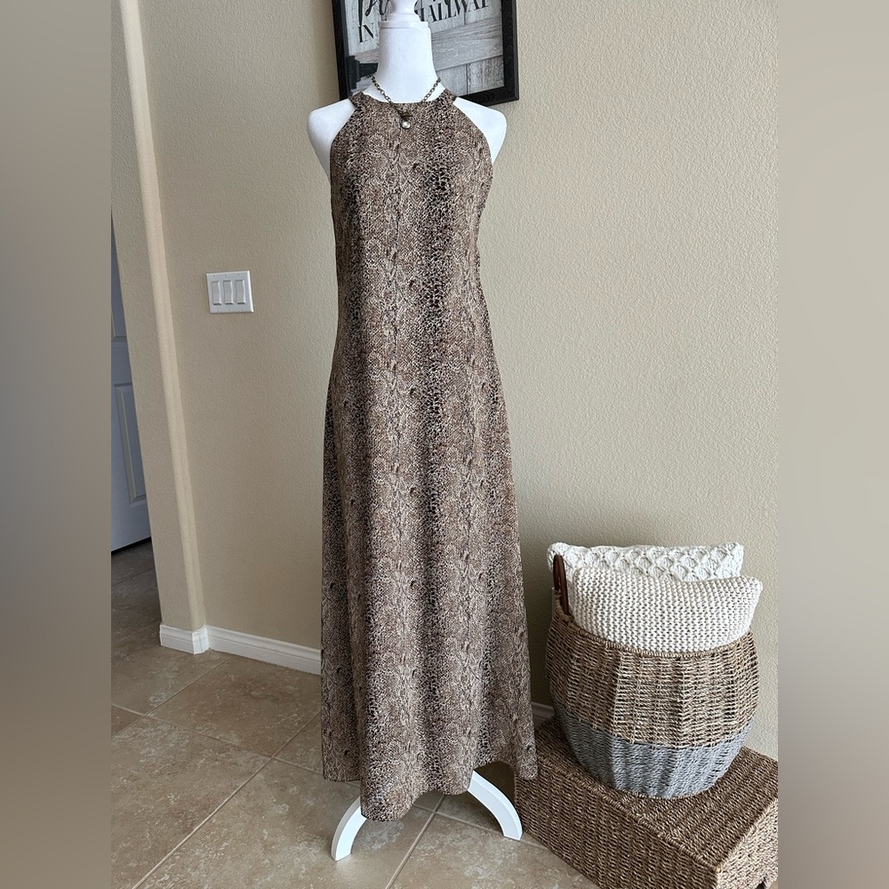 Body English Women’s Long Leopard Print Sleeveless Dress, Lined - Size 8